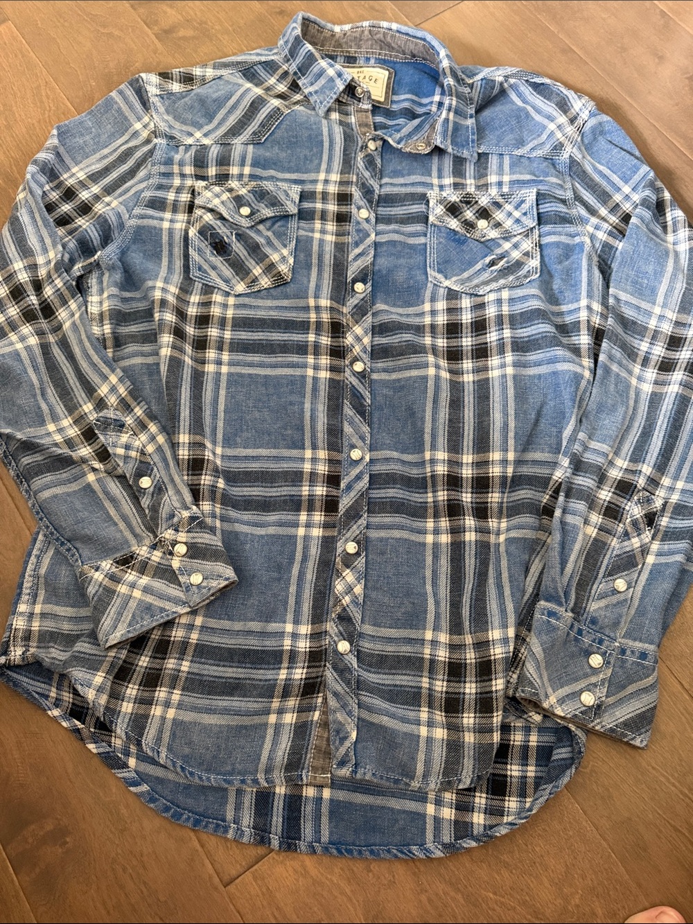 BKE Blue Plaid Vintage Button Shirt